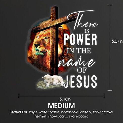 Jesus Lion of Judah Cross and Lamb There is Power in The Name of Jesus Transparent Vinyl Car Sticker Size 6x6 inches in Saudi Arabia