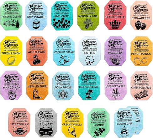 Wonder Wafers Car Air Freshener Wafers Variety Pack of 12 - Individually Wrapped Car Air Fresheners - 12 Scents Car Fresheners (12 Pack 12 Other Scents) in Kuwait