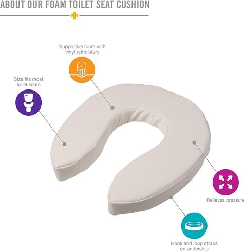DMI Raised Toilet Seat Cushion Seat Cushion and Seat Cover to Add Extra Padding to the Toilet Seat while Relieving Pressure, Tear Resistant, FSA & HSA Eligible, 2 Inch Pad, White in Kuwait