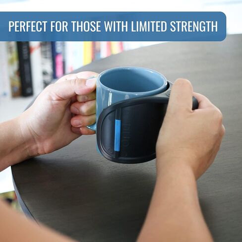 HealthSmart DUO Beverage Grip Handle for Mugs, Glasses and Bottles, Protects Hands from Hot Mug Surfaces, Blue, 0.5 Pound in Saudi Arabia