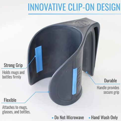 HealthSmart DUO Beverage Grip Handle for Mugs, Glasses and Bottles, Protects Hands from Hot Mug Surfaces, Blue, 0.5 Pound in Saudi Arabia