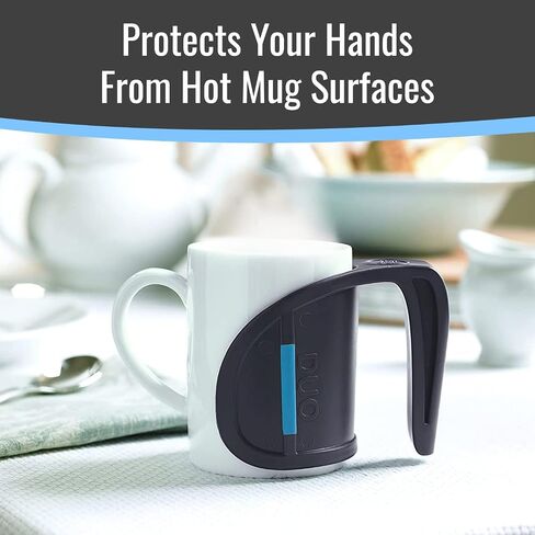 HealthSmart DUO Beverage Grip Handle for Mugs, Glasses and Bottles, Protects Hands from Hot Mug Surfaces, Blue, 0.5 Pound in Saudi Arabia