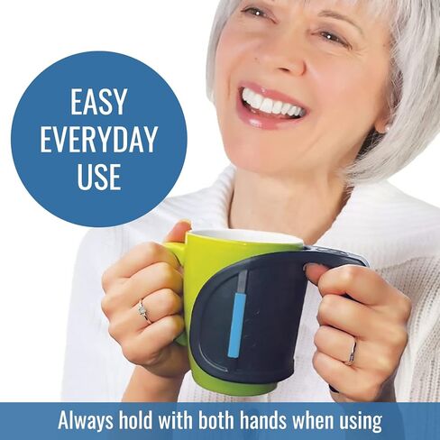 HealthSmart DUO Beverage Grip Handle for Mugs, Glasses and Bottles, Protects Hands from Hot Mug Surfaces, Blue, 0.5 Pound in Saudi Arabia