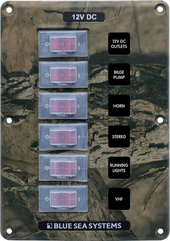 Blue Sea Systems 4325 Water-Resistant Circuit Breaker Switch Panel, Camo, 6 Positions in Saudi Arabia