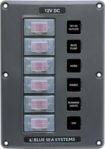 Blue Sea Systems 4325 Water-Resistant Circuit Breaker Switch Panel, Camo, 6 Positions in Kuwait