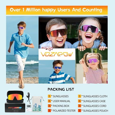 Kids Sunglasses Polarized Youth Baseball Sunglasses Age 6-14 UV400 Sports Softball Cycling Glasses for Boys Girls in Saudi Arabia