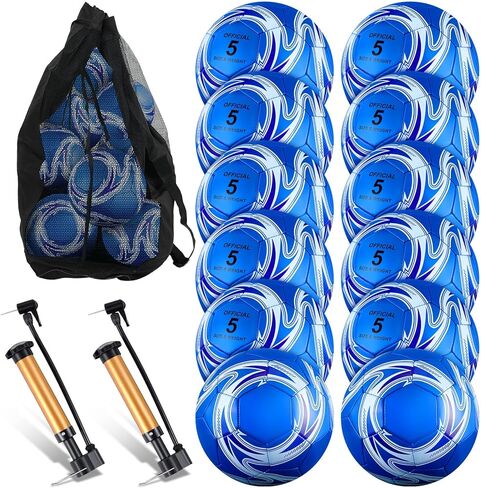 12 Pcs Operation Christmas Deflated Soccer Balls Size 5 Bulk with Pump Bag Sport Youth Adult Teen Training Football for Outdoor School Match Christian Charity Donation Supplies Charity Gift in Kuwait