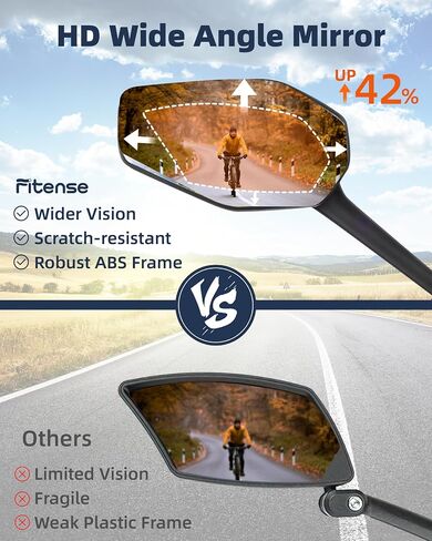 Bike Mirror, Bike Mirror Handlebar Mount, 360° Adjustable Safety Rear View Mirror, Scratch Resistant Glass Lens, Fit for Mountain Bike, Road Bike, E-bike, Scooter, Left Side in Saudi Arabia