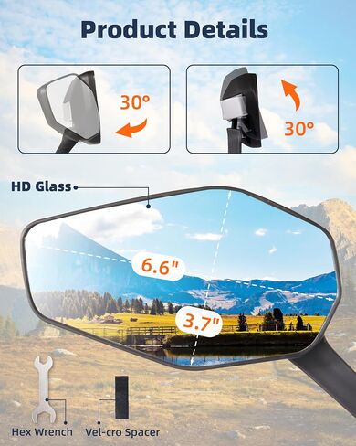 Bike Mirror, Bike Mirror Handlebar Mount, 360° Adjustable Safety Rear View Mirror, Scratch Resistant Glass Lens, Fit for Mountain Bike, Road Bike, E-bike, Scooter, Left Side in Saudi Arabia