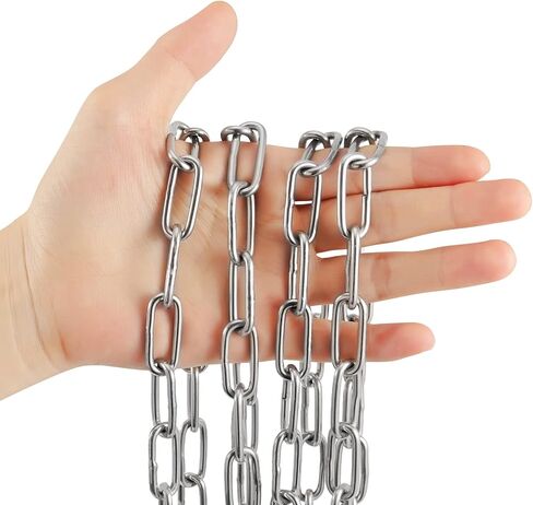 JOIKIT 1/5 بوصة 19.6 قدم سلسلة من الفولاذ المقاوم للصدأ، سلسلة زخرفية، وصلة سلسلة معدنية شديدة التحمل للتأرجح، مرساة، كلب أليف، ملابس معلقة، نباتات ومضادة للسرقة in Kuwait
