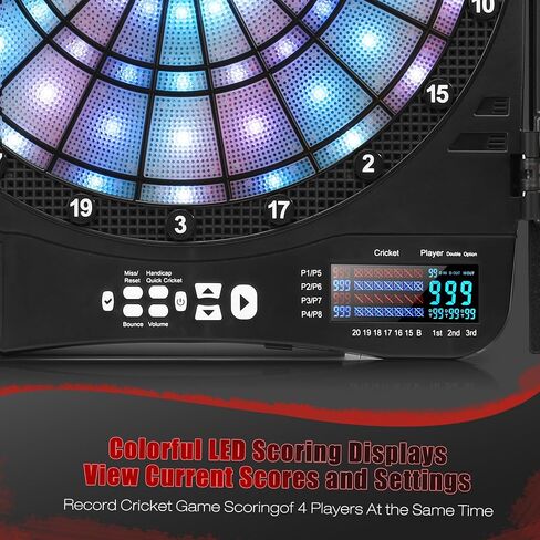 Electronic Dart Board Cabinet Set, Illuminated Target Dartboard for Adults Kids, 48 Games with 315 Variations Soft Tip Digital Dartboard Cabinets with 6 Darts, 100PCS Soft Tips in Saudi Arabia