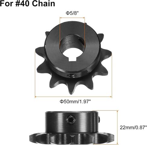 uxcell #40 Chain Roller Sprocket B Type, 5/8" Bore 11 Tooth Single Strand Chain Sprocket, Carbon Steel, Keyway with Set Screws in Saudi Arabia