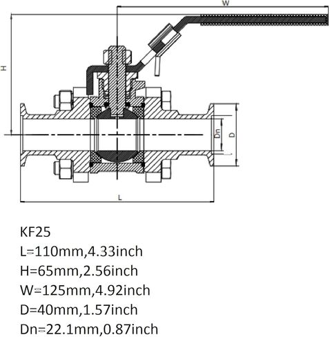 QiiMii Stainless Steel 304 Vacuum Ball Valve Clamp Valve with Locking Device, KF-16 in Kuwait