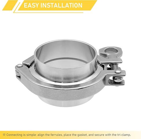 1.5 Inch Tri Clamp Ferrule for 1.5" Sanitary Tri-Clamp Fittings 304 Stainless Steel TC Short Weld Ferrules 2PCS in Kuwait