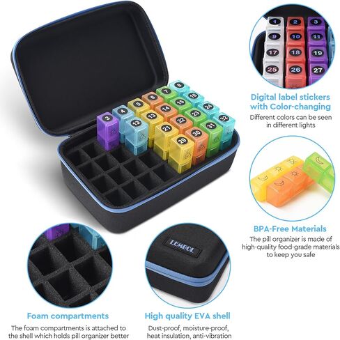 Monthly Pill Organizer 2 Times a Day, 30 Day Pill Organizer Box AM PM with Weekly Pill Bag,32 Daily Large Compartments,1 Month Pill Holder to Hold Vitamins, Medication and Supplements in Kuwait