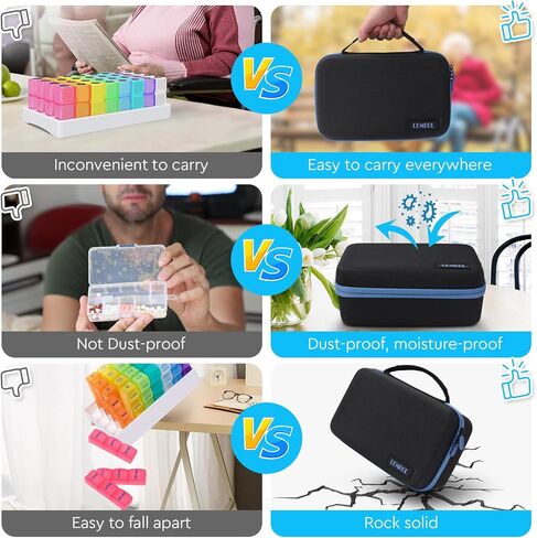 Monthly Pill Organizer 2 Times a Day, 30 Day Pill Organizer Box AM PM with Weekly Pill Bag,32 Daily Large Compartments,1 Month Pill Holder to Hold Vitamins, Medication and Supplements in Kuwait