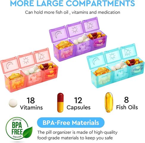 Monthly Pill Organizer 2 Times a Day, 30 Day Pill Organizer Box AM PM with Weekly Pill Bag,32 Daily Large Compartments,1 Month Pill Holder to Hold Vitamins, Medication and Supplements in Kuwait