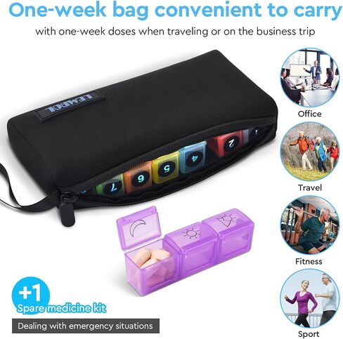 Monthly Pill Organizer 2 Times a Day, 30 Day Pill Organizer Box AM PM with Weekly Pill Bag,32 Daily Large Compartments,1 Month Pill Holder to Hold Vitamins, Medication and Supplements in Kuwait