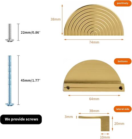 Brass Cabinet pulls Brushed Drawer pulls Modern Gold Cabinet pulls Cabinet Handles Drawer Handles for Dresser Closet (2Pack-5.7inch Polygon) in Saudi Arabia