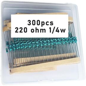 220 1/4W, 220R1/4W, 220 ohm, 220 R 1/4W, 220Ωresistor, 220 ohm resistor, 220 ohm Metal resistor, 220 R Metal Film resistors 1/4w(0.25w) 1% tolerance 0.01 MF Metal Film Fixed Resistor 300 pcs