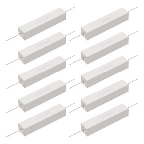 Cement Resistor, 10PCS 10W 330 Ohm 5% Axial Lead Wire Resistor White Wound Fixed Ceramic Resistors Wirewound Power Resistors Flame Heat Moisture Resistance Precharge Horizontal Resistors