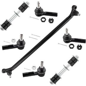 7Pc Suspension Kit Front Center Link + Inner Outer Tie Rods End + Stabilizer Bar End Links Sway Bar Links Fit For Nissan Xterra 2000 2001 2002 2003 2004 Replace# ES3661 ES3660 K90389 DS80593