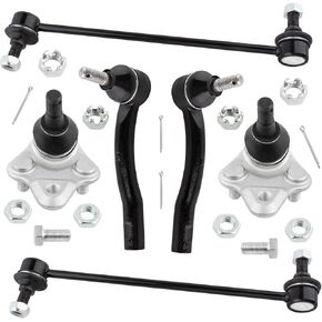 6Pcs Front Stabilizer Bar End Link Sway Bar Links + Lower Ball Joints + Outer Tie Rod Ends Kit Fit For Toyota Corolla 2003 2004 2005 2006 2007 2008 1.8L ES80432 ES80431 K90309 K80230 K90433