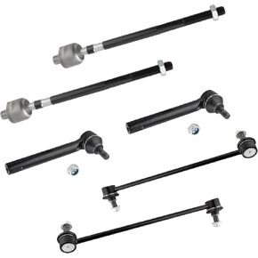 6Pcs Suspension Kit Front Inner Outer Tie Rod Ends + Front Stabilizer Bar End Links Sway Bar Links Set Fit For Nissan Murano 2005-2007 SE SL S 3.5L V6 Replace# ES800046 EV800047 K80255 K80256
