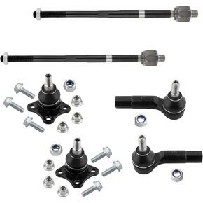 6Pcs Suspension Kit Front Outer Inner Tie Rods End + Lower Ball Joints Set Fit For Volkswagen Beetle 1998-2010, Golf 1999-2006, Jetta 1999-2005 Replace# EV400 ES3524 ES3525 K90355 K90357