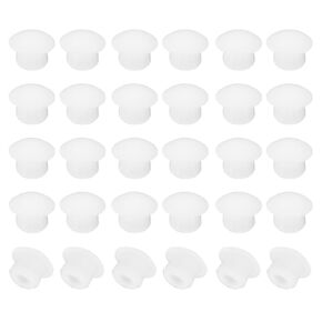 PATIKIL 7mm Diameter Silicone Round Snap, 40 Pcs in Type Locking Furniture Hole Plug Button Round Arc Protective Cover Fit for 7-7.5mm Hole for Seal Bulkhead Cylinder, Grey
