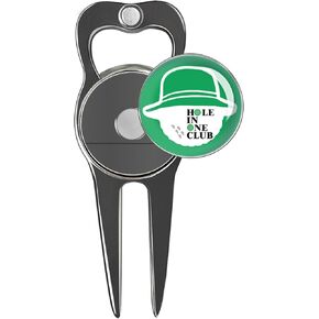 Golf Divot Repair Tool with Funny Magnetic Ball Marker & Bottle Opener,5-in-1,Hold in The Club,Black