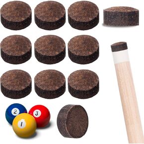 Mozeat Lens 10 Pieces Billiard Pool Cue Tips Pool Stick Replacement Tips with Storage Box for Pool Cues and Snooker Supplies, 13 mm Brown