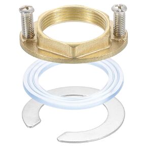 uxcell 2Sets Female Thread Hex Lock Nut 1-1/4inch (31mm) Brass Single Hole Faucet Lock Nuts with C-Type Gasket, Faucet Fixing Tool Set for Kitchen Bathroom Basin Sink (Oval)