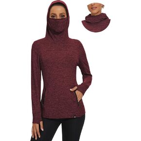 Soneven Women's Running Fleece Sweatshirts Cowl Neck Warm Pullover Hoodie Long Sleeve Thermal Shirt with Pocket