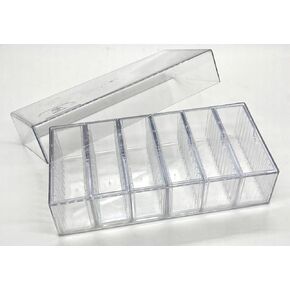Clear Plastic Bur Box Holder Organizer with 6 Compartments Holds 72 Packs Made in German by JTS