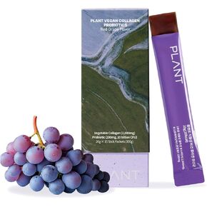 PLANT Vegan Collagen Jelly Stick with Probiotics | 15 Servings | Grape Flavor | Vegan Collagen Tri Peptide Booster. 20 Billion Lactobacillus for Skin & Gut Health