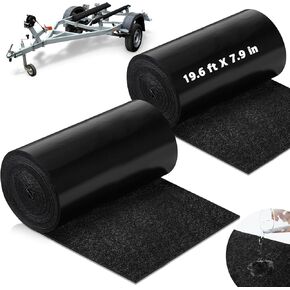 2 Pcs Boat Trailer Bunk Carpet 19.6 ft x 7.9 Inches Black Water Proof Bunk Carpet Marine Boat Bunk Carpet Outdoor Boat Trailer Bunk Covers Trailer Boat Bunk Padding for Boats Trailers