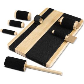 Hand Exercise Board with Hook and Loop Fasteners Hand Therapy Tool Equipment 14'' x 9'' Hook and Loop Exercise Board Solid Wood Base with Wood Tools for Improving Hand and Finger Strength
