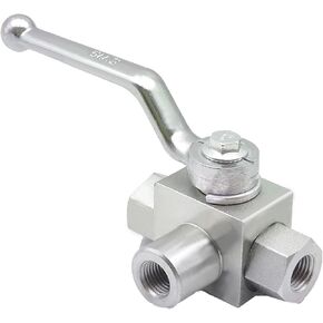 AWESOHYDR High Pressure Hydraulic Ball Valve 1/4"" NPT, 3 Way Ball Valve, 1/4 Inch Hydraulic Valve 7353 PSI（507 bar), Silvery