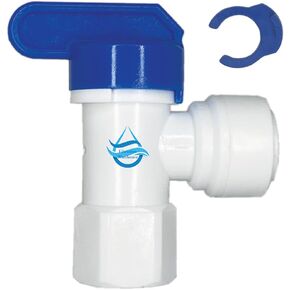 FW Water Storage Tank Ball Valve Shut Off, 3/8 inch Quick Connect x 1/4 inch NPTF Female Thread. For Reverse Osmosis Water Storage Tanks and Other Plumbing Uses. Compare to PPSV501222WP