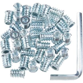 40 Pack 1/4 "-20 Threaded Inserts, Length 0.59 Inch Metal Screw in Nut with 1/4" Hex Wrench, Threaded Wood Inserts for Wood Furniture, Wooden Art Crafts (1/4 "-20 x 15 mm)