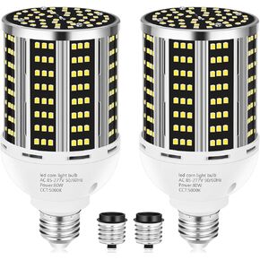 80W 2 pack LED Corn Light Bulb(800W Equivalent ),Commercial Grade DayLight 5000K E26/E39 10500LM Medium Mogul Base LED Lamp,Large Area Lights For Outdoor Indoor Garage Warehouse Factory Bay Light