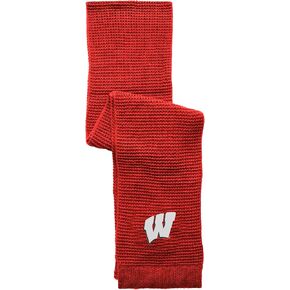 Littlearth NCAA Wisconsin Badgers Unisex Full Color Waffle Scarf - Fashion Scarf - Winter Scarf, Team Color, 70" Long x 8" Wide