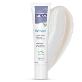 Rehydrate Organic Refreshing Eye Contour Cream - Soothing Hydration with Hyaluronic Acid For Dark Circles -For Sensitive Skin 0.5 Fl Oz