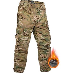 Men's Camo Tactical Pants Waterproof Windproof Hiking Pants Winter Thermal Warm Snow Cargo Pants