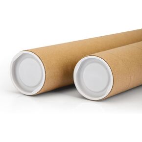 2 Pack Mailing Tubes 12 inch Kraft Mailing Tubes with Caps Cardboard Tube for Shipping and Storing Posters, Prints, Artwork, or Documents