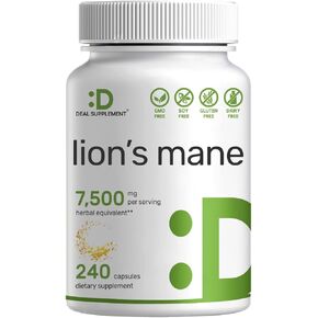 Organic Mushroom Supplement, 8,000mg Per Serving, 240 Veggie Capsules – 10 in 1 Defense Formula – Turkey Tail, Lions Mane, Cordyceps, Chaga, & More – Immune, Energy, & Brain Support – Non-GMO