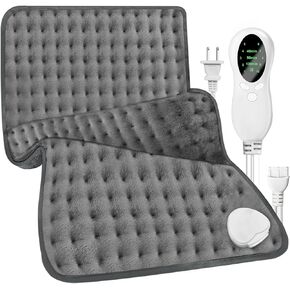 Heating Pad for Back, Heating Pad for Period Cramps with 10 Heat Settings, Portable Electric Heating Pads for Neck and Shoulders, Machine Washable, Gifts for Women, Men, Gray 12'‘×24’’