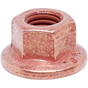 (25pcs) BelMetric M8 Metric Reduced 10mm Wrench Copper Plated Exhaust Locking Nut, Class 10 Hardened Steel for High Heat NCF8X10N