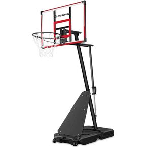 HEROPRO Basketball Hoop Outdoor 4.8-10 Feet Adjustable, 44 Inch Shatterproof Backboard and Rebound Plate, Portable Basketball Goal System for Kids and Adults in Swimming Pool/Driveway/Backyard